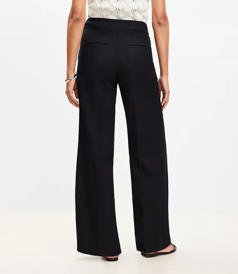 Clean Wide Leg Pants Linen Blend