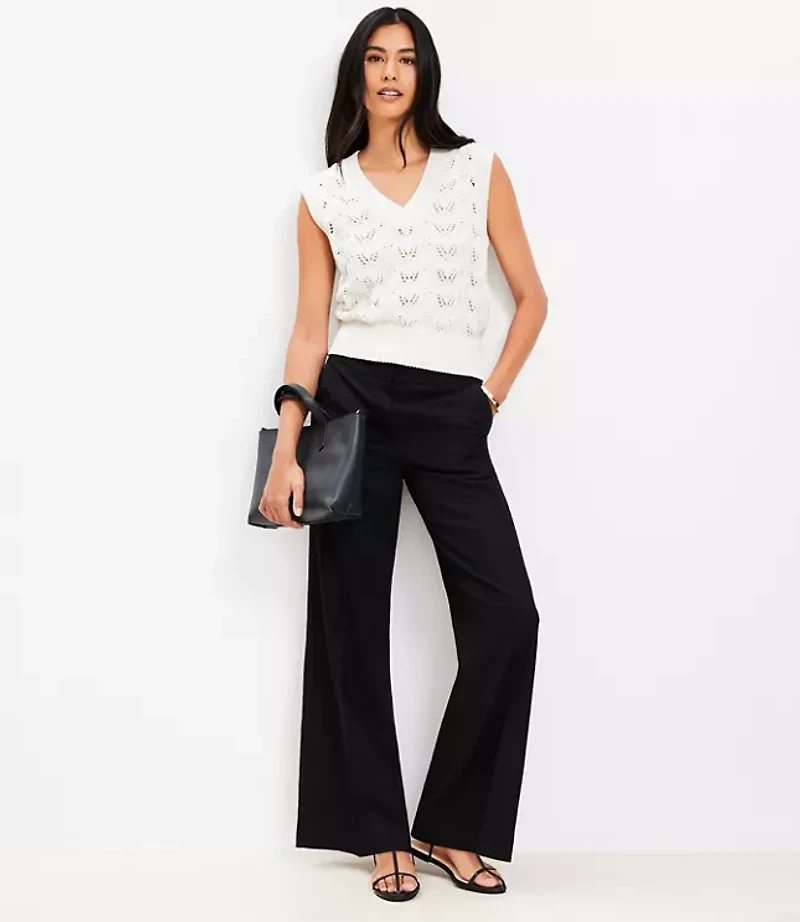 Clean Wide Leg Pants Linen Blend