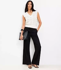 Clean Wide Leg Pants Linen Blend