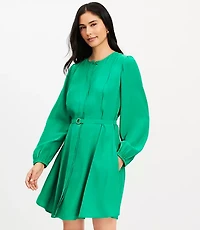 Seamed Belted Mini Flare Dress