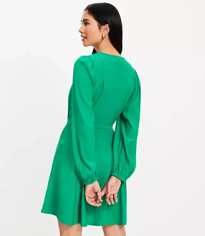 Seamed Belted Mini Flare Dress