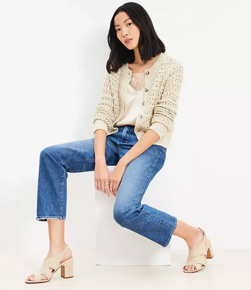 Petite Shimmer Pointelle Cardigan