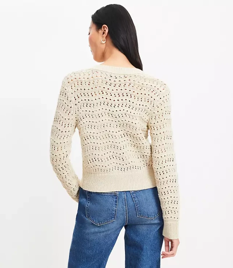 Petite Shimmer Pointelle Cardigan