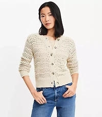 Petite Shimmer Pointelle Cardigan