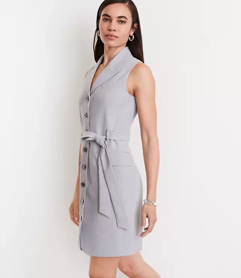 Petite LOFT Versa Seasonless Stretch Vest Mini Pocket Dress