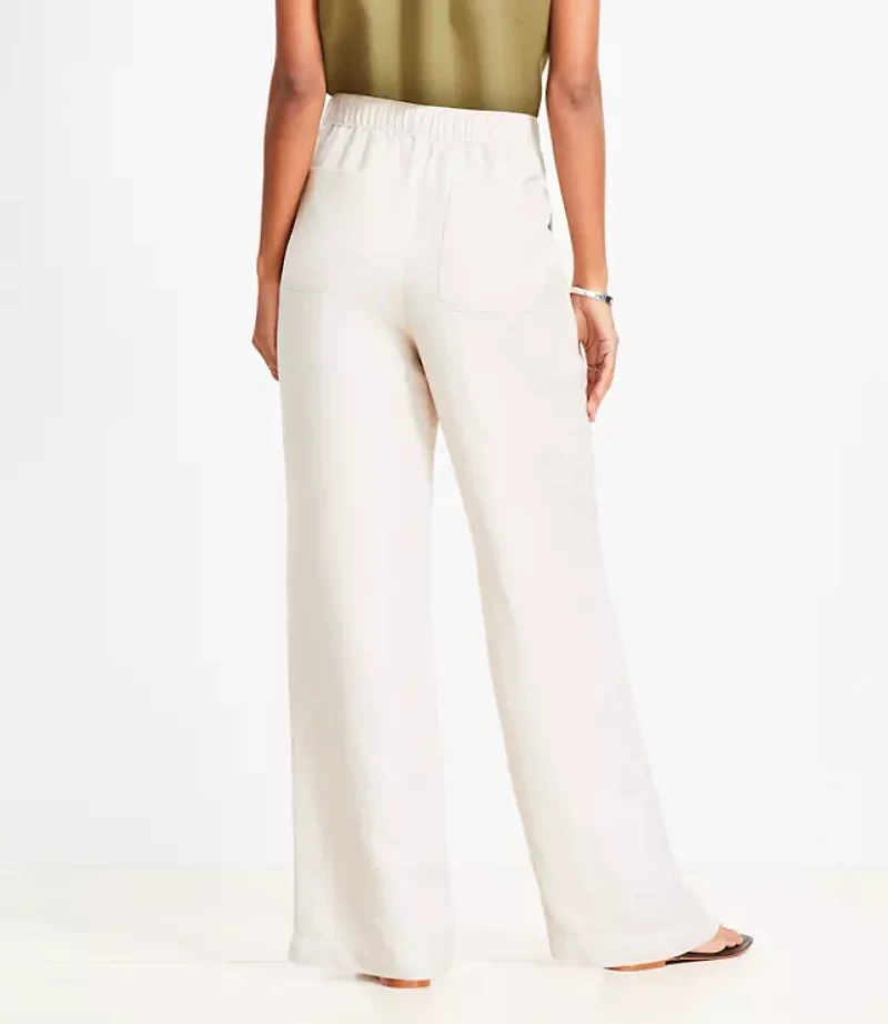 Pull On Straight Pants in Linen Blend