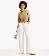Pull On Straight Pants in Linen Blend