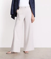 Petite LOFT Versa Pure Spun Belted Wide Leg Pants