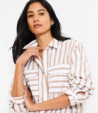 Striped Poplin Utility Everyday Shirt