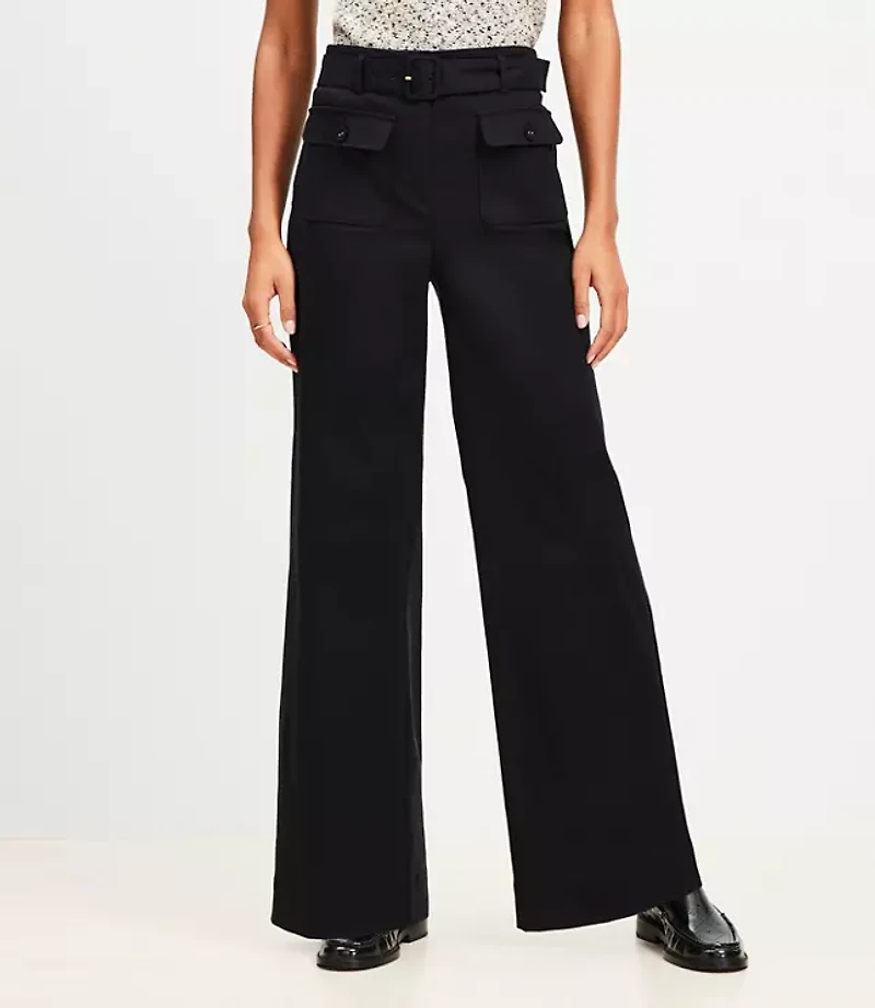 Belted Palmer Wide Leg Pants Pique