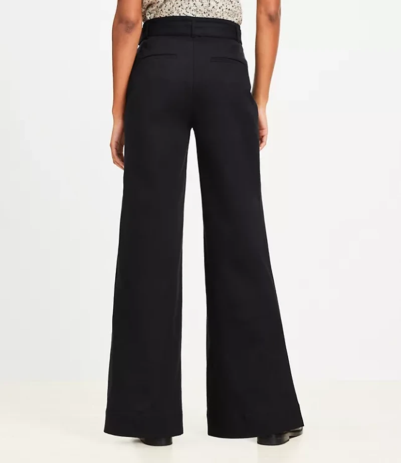 Belted Palmer Wide Leg Pants Pique