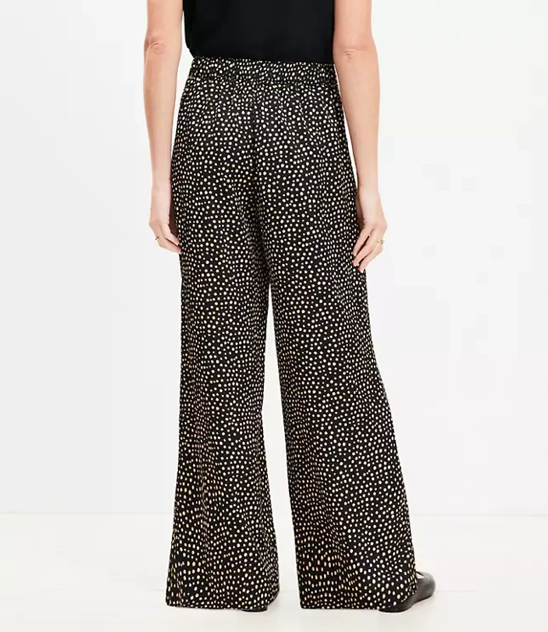 Petite Fluid Pull On Wide Leg Pants in Dot