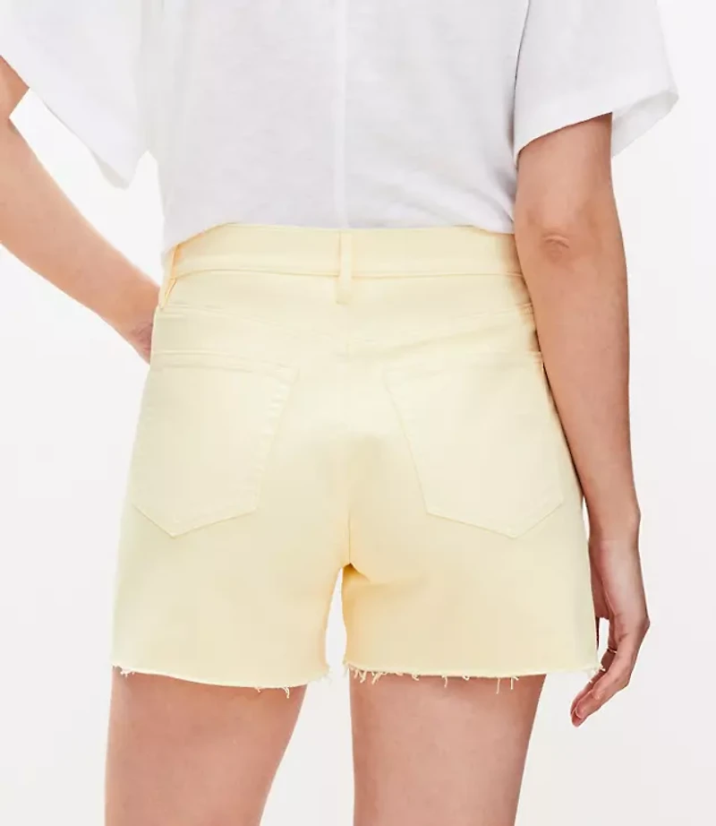 Petite Fresh Cut High Rise Cut Off Denim Shorts in Lemon Brulee