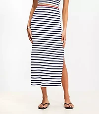Stripe Ribbed Midi Sweater Skirt
