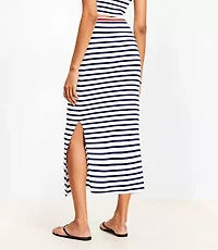 Stripe Ribbed Midi Sweater Skirt
