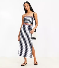 Stripe Ribbed Midi Sweater Skirt