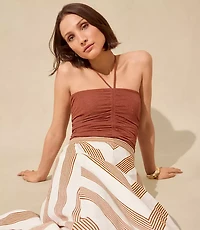 Shimmer Ruched Halter Top