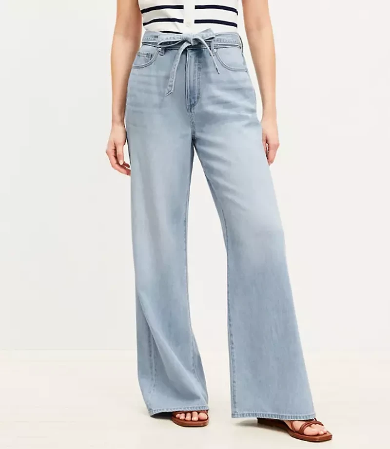 Petite Palazzo Jeans in Light Wash