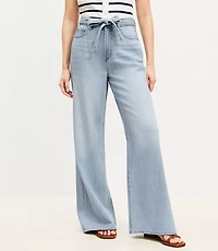 Petite Palazzo Jeans in Light Wash