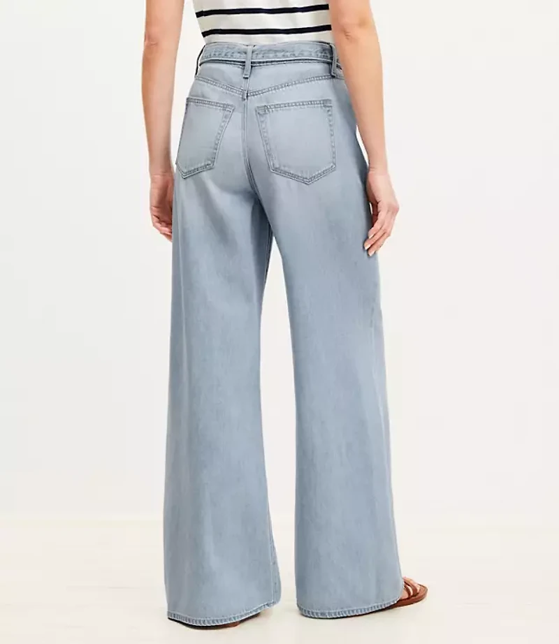 Petite Palazzo Jeans in Light Wash
