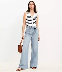 Petite Palazzo Jeans in Light Wash