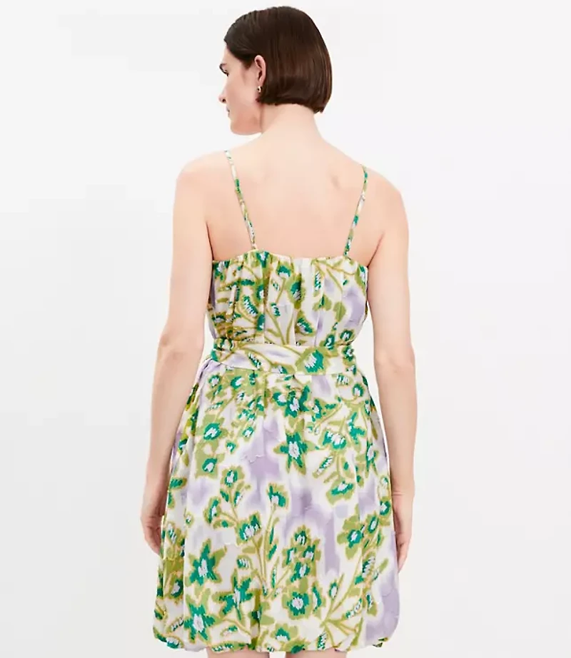 Floral Clip Pleated Mini Pocket Dress