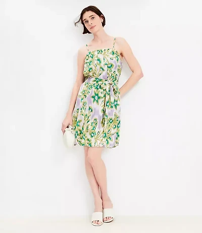 Floral Clip Pleated Mini Pocket Dress
