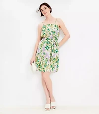 Floral Clip Pleated Mini Pocket Dress