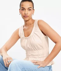 Shirred Peplum Tank Top