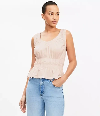 Shirred Peplum Tank Top