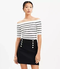 Stripe Ribbed Off The Shoulder Sweater