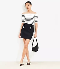 Stripe Ribbed Off The Shoulder Sweater