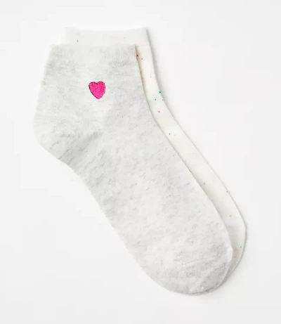 Heart & Flecked Ankle Sock Set