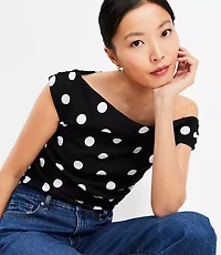 Dotted Ruched One Shoulder Top
