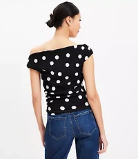 Dotted Ruched One Shoulder Top