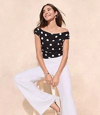 Dotted Ruched One Shoulder Top