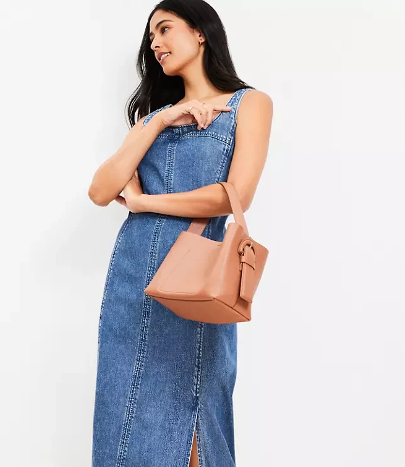 Seamed Denim Midi Dress