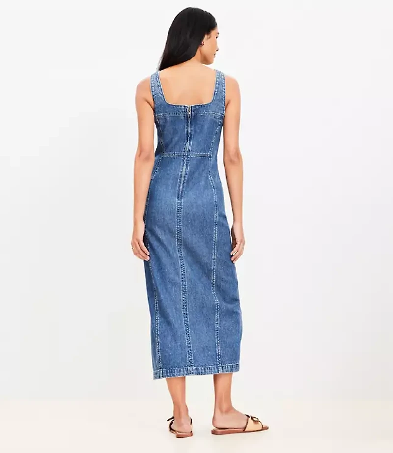 Seamed Denim Midi Dress