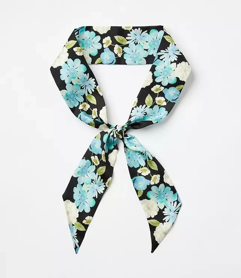 Floral Silk Skinny Scarf