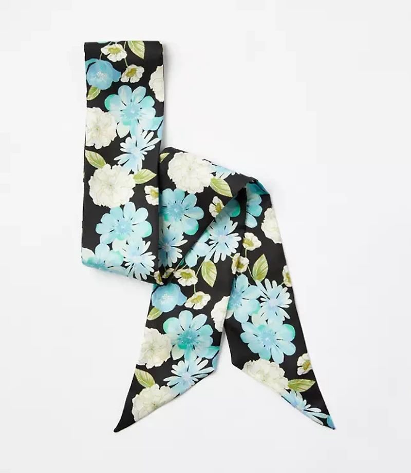 Floral Silk Skinny Scarf
