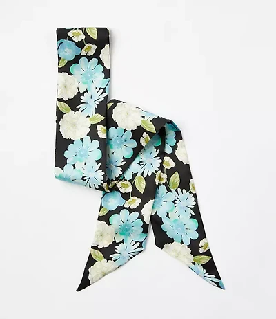Floral Silk Skinny Scarf