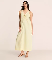 Lou & Grey Linen Cotton Tie Keyhole Maxi Pocket Dress