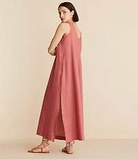 Lou & Grey Linen Cotton Tie Keyhole Maxi Pocket Dress