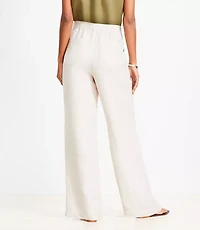 Petite Pull On Straight Pants in Linen Blend