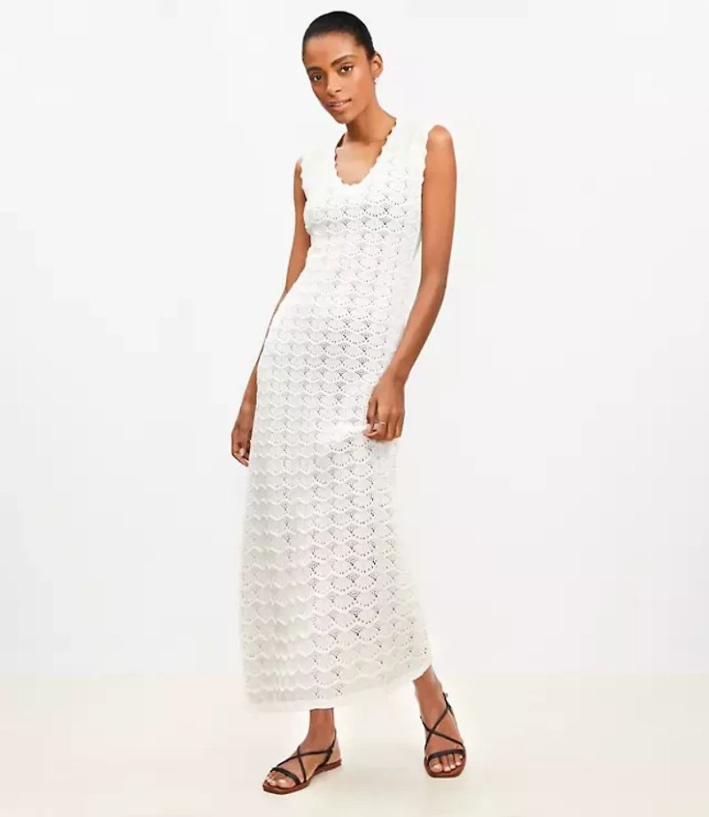 Petite LOFT Beach Crochet Midi Dress