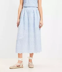 Floral Embroidered Scalloped Maxi Skirt