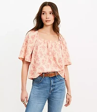 Floral Flutter Square Neck Top