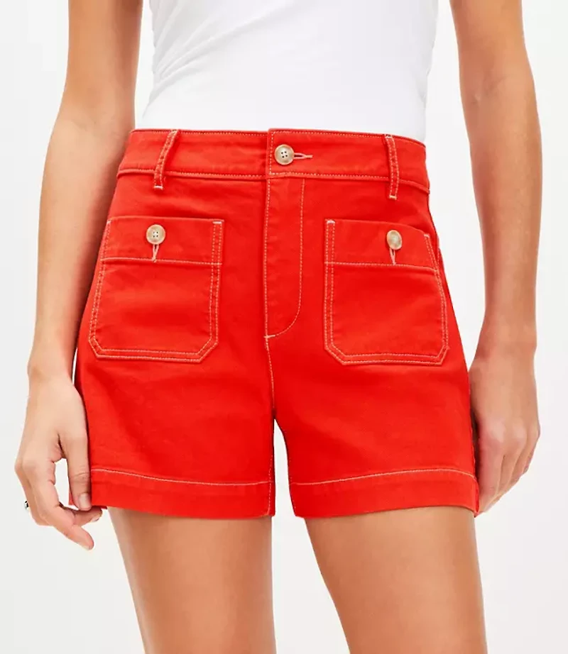 Petite Palmer Denim Shorts in Tamale Red