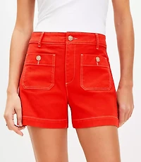 Petite Palmer Denim Shorts in Tamale Red