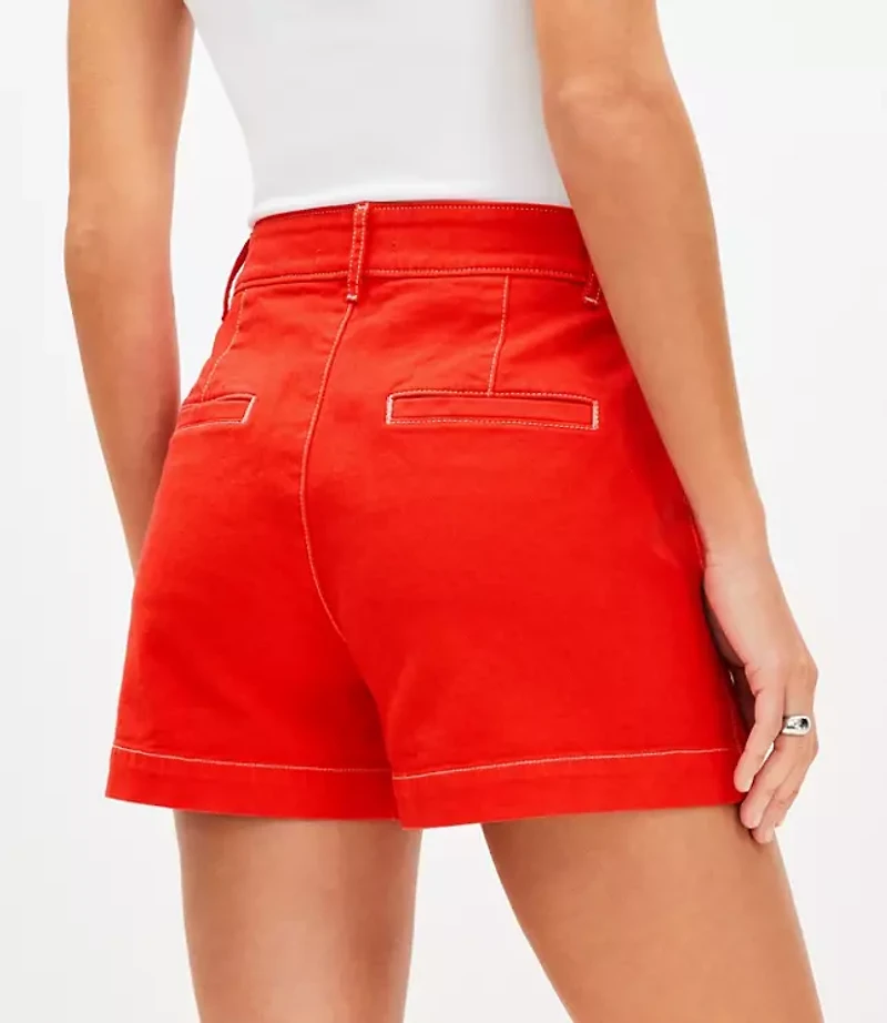 Petite Palmer Denim Shorts in Tamale Red